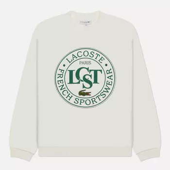 Мужская толстовка Lacoste Loose Fit Printed Fleece, цвет белый, размер S