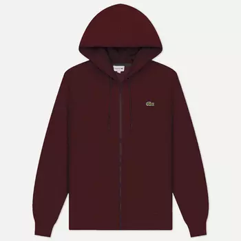 Мужская толстовка Lacoste Organic Cotton Full Zip Hoodie, цвет бордовый, размер M