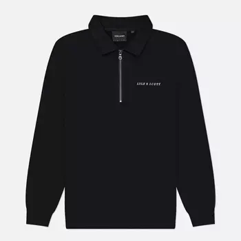 Мужская толстовка Lyle & Scott Embroidered Collared Quarter Zip, цвет чёрный, размер XXL