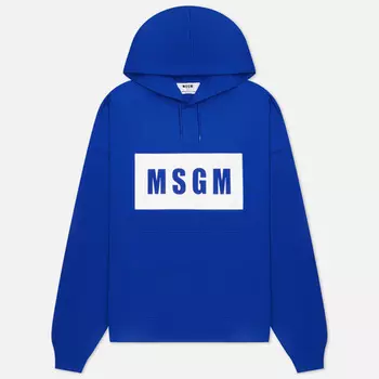 Мужская толстовка MSGM Box Logo Print Hoodie, цвет синий, размер L