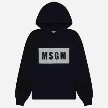 Мужская толстовка MSGM Box Macrologo Print Hoodie, цвет чёрный, размер S
