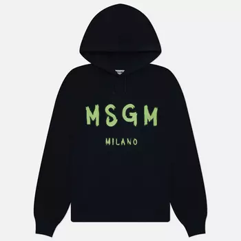 Мужская толстовка MSGM Brush Sroke Logo Print Hoodie, цвет чёрный, размер L