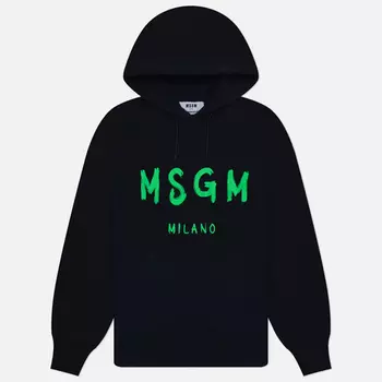 Мужская толстовка MSGM Brush Stroke Logo Print Hoodie, цвет чёрный, размер XL