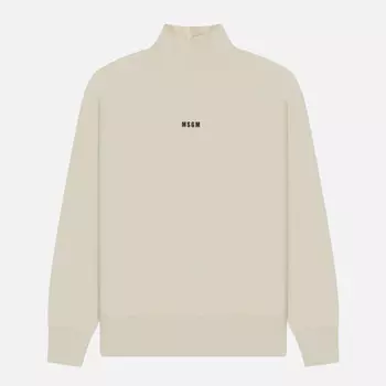 Мужская толстовка MSGM Brushed Printed Micrologo Turtle Neck, цвет бежевый, размер S
