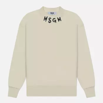 Мужская толстовка MSGM Collar Brush Stroke Logo, цвет бежевый, размер XL