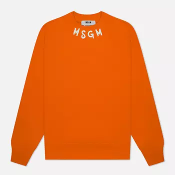 Мужская толстовка MSGM Collar Brush Stroke Logo, цвет оранжевый, размер XL