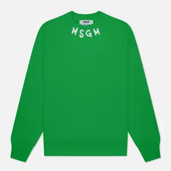 Мужская толстовка MSGM Collar Brush Stroke Logo, цвет зелёный, размер XL