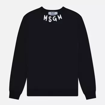 Мужская толстовка MSGM Collar Brush Stroke Logo Print, цвет чёрный, размер M