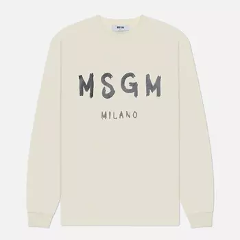 Мужская толстовка MSGM MSGM Brush Stroke Logo Print, цвет бежевый, размер L