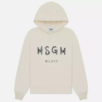 Мужская толстовка MSGM MSGM Brush Stroke Logo Print Hoodie, цвет бежевый, размер S
