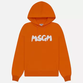 Мужская толстовка MSGM New Brosh Stroke Logo Hoodie, цвет оранжевый, размер L