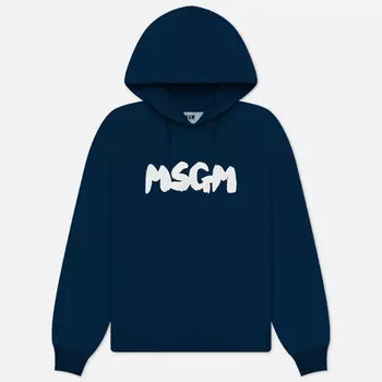 Мужская толстовка MSGM New Brush Stroke Logo Hoodie, цвет синий, размер M