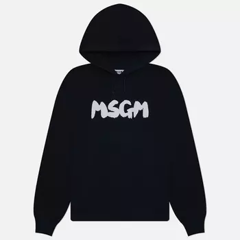 Мужская толстовка MSGM New Brush Stroke Logo Hoodie, цвет чёрный, размер M