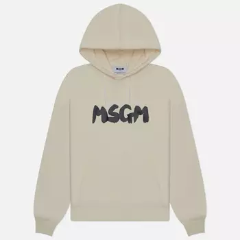 Мужская толстовка MSGM New Brush Stroke Logo Hoodie, цвет бежевый, размер S