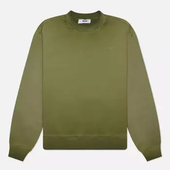 Мужская толстовка MSGM Regular Signature Tonal Embroidery, цвет оливковый, размер S