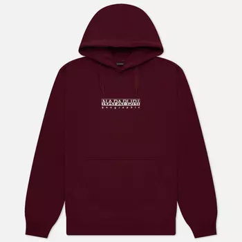 Мужская толстовка Napapijri Box Hoodie Loose Fit, цвет бордовый, размер XXL