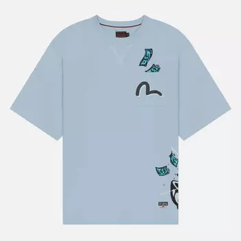 Мужская толстовка Evisu Diamond Daruma Printed, цвет голубой, размер XXL