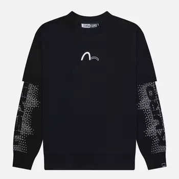 Мужская толстовка Evisu Evisukuro 2 In 1 Multi Branding, цвет чёрный, размер XXL