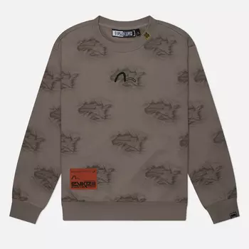 Мужская толстовка Evisu Evisukuro All Over Crinkle Logo, цвет серый, размер XL