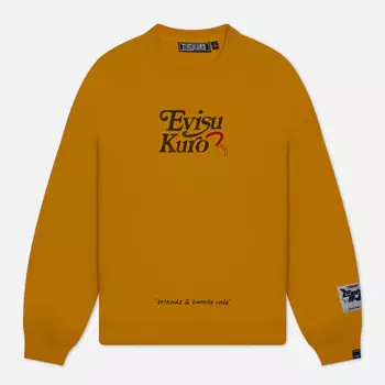 Мужская толстовка Evisu Evisukuro Chest Logo Crew Neck, цвет жёлтый, размер XXL