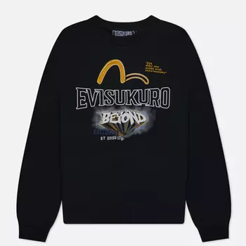 Мужская толстовка Evisu Evisukuro Multi Logo Crew Neck, цвет чёрный, размер XL
