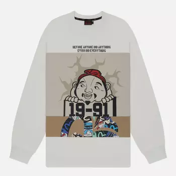 Мужская толстовка Evisu Godhead Print Seagull Print Patchwork Crew Neck, цвет белый, размер XXL