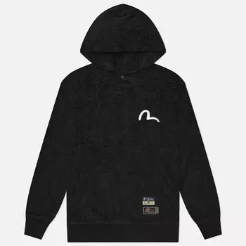 Мужская толстовка Evisu Heritage Monogram Jacquard Boucle Hoodie, цвет чёрный, размер L