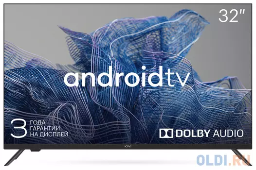 Телевизор 32" Kivi 32H740NB черный 1366x768 60 Гц Smart TV Wi-Fi 3 х HDMI 2 х USB RJ-45 Bluetooth