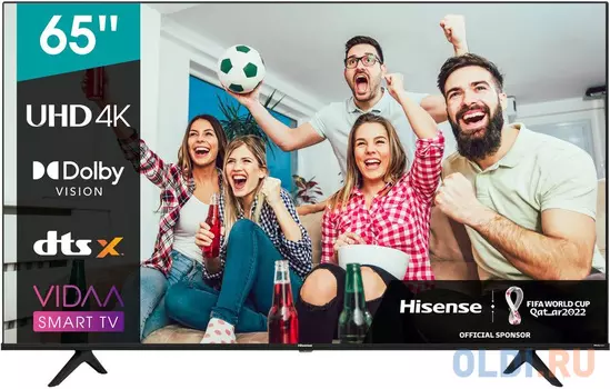 Телевизор 65" Hisense 65A6BG черный 3840x2160 60 Гц Smart TV Wi-Fi 2 х HDMI 3 х HDMI RJ-45 Bluetooth