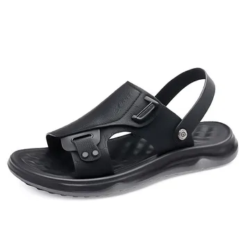 WAERTA Men Sandals 2024 New Fashion Summer Anti Slip Soft Sole Retro Dual Purpose Sandals and Slippers Outdoor Beach Men Shoes 38 коричневый