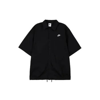 Nike Клубная однобортная однобортная рубашка с короткими рукавами и пуговицами с регулируемым подолом, мужские топы, черные FN3903-010 M