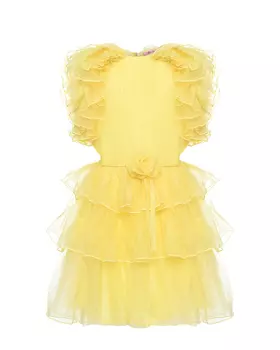 Платье с объемными рюшами, желтое Miss Blumarine
