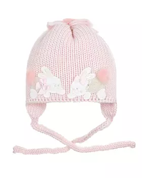 Розовая шапка с декором "зайки" Joli Bebe детская