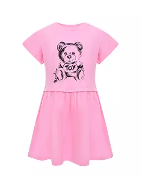 Платье с принтом "медвежонок", розовое Moschino