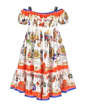 Платье с рюшами и принтом "CAPRI" Dolce&amp;Gabbana детское