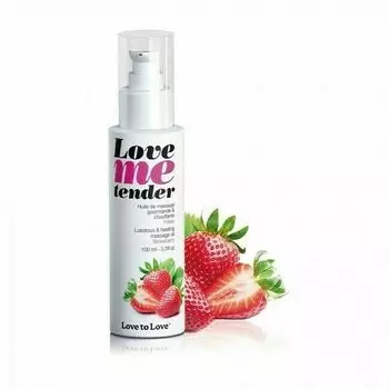 Съедобное массажное масло с разогревающим эффектом Love to love Love me tender Клубника, 100 мл