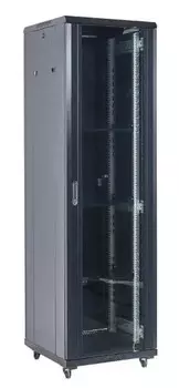 Шкаф серверный 19", 18U Rexant 04-1866-212 600600х987, дверь сплошное стекло, черный, RAL 9005