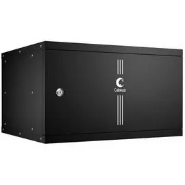 Шкаф настенный 19", 6U Cabeus WSC-05D-6U55/45m-BK серия LIGHT разборный, дверь металл, цвет черный