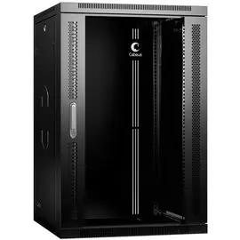 Шкаф настенный 19", 18U Cabeus SH-05F-18U60/60-R-BK 600x600x901mm (ШхГхВ) дверь стекло, цвет черный (RAL 9004)