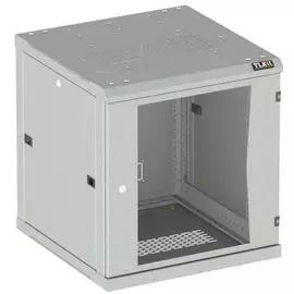 Шкаф настенный 19", 18U TLK TWC-186060-R-G-GY стеклянная дверь, Ш600хВ904хГ600мм, 2 пары монтажных направляющих, серый