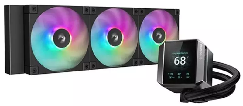 Система охлаждения жидкостная Deepcool MYSTIQUE 360 ARGB LGA115X/1200/1700/20XX/AM5/AM4 (3*120x120x25mm, TDP 300W, 600-2400rpm, 38.71dBa, 72,04PWM, TR