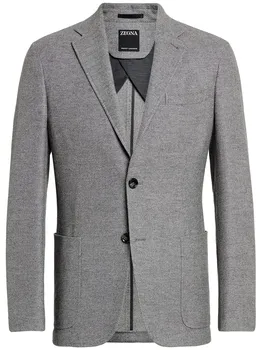 Однобортный пиджак из смесовой шерсти Zegna, серый