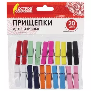 Прищепки декоративные "Классика" (Набор 20 шт) 3,5 см,10 цветов