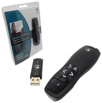 Презентер (пульт ДУ) LOGITECH Presenter R400, радиус действия 15 м, цвет черный