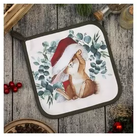 Прихватка "Сhristmas Bunny" 19х19 саржа,100% х/л,ватин 250г/м2
