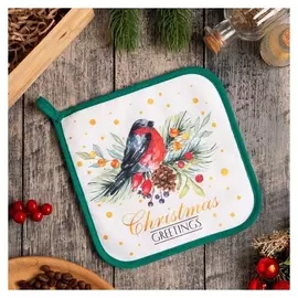 Прихватка "Сhristmas Greetings" 19х19 саржа,100% х/л,ватин 250г/м2
