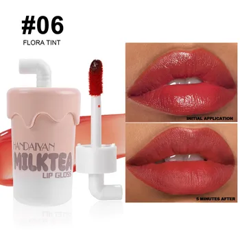 6 цветов Milk Tea Cup Mouth Red Увлажняющая губная помада Водостойкая невыцветающая матовая помада для губ и щек Двойной краситель для губ Жидкость