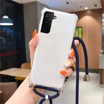 Мягкий чехол-шнурок для ожерелья через плечо для Xiaomi Mi 14T Pro 14 T, противоударный прозрачный силиконовый чехол для Xiaomi 14Tpro 13T For Xiaomi 14T оранжевый