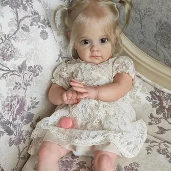 Брендовая кукла Reborn для малышей, 22 дюйма, полностью силиконовая, 60 см, тканевая кукла для моделирования тела Maggi, реалистичные 3D-окрашенные детские куклы для девочек, подарок на день защиты детей 55cm full vinyl body