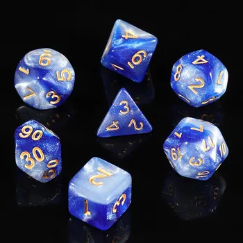 7 шт./компл., настольные игры, рулонные кости, красочный эффект вселенной для аксессуаров для настольных игр DND
